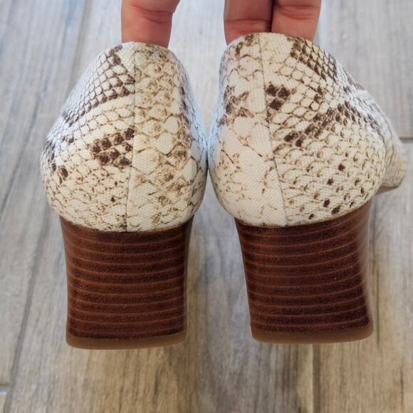 Franco Sarto Block Heel Pumps Women’s 10 Neutral Python Snake Print NEW Timeless - Picture 6 of 11